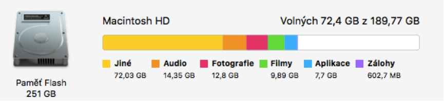 Startovací disk je téměř plný – startup disk is allmost full